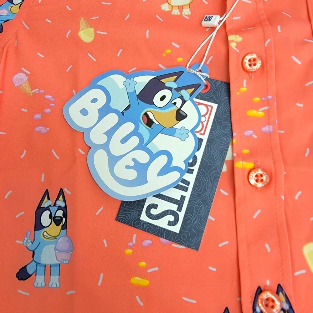 RSVLTS Bluey Shirt 5 Years Button‎ Up Orange Dont Let It Melt Ice Cream New